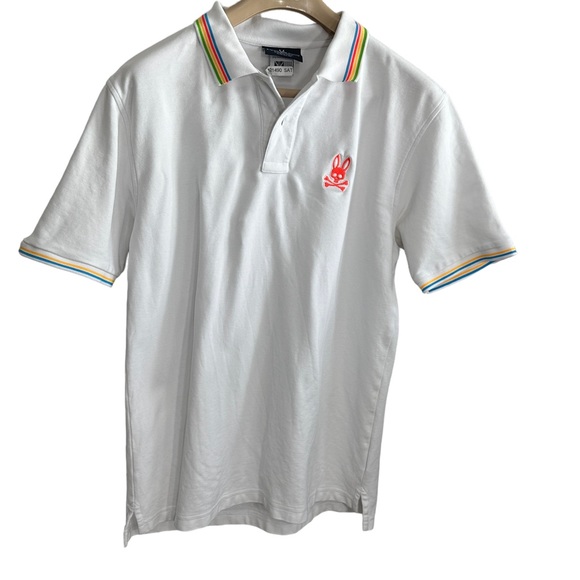 Psycho Bunny Other - Psycho Bunny Polo Shirt Size 8‎  US  XXL Short Sleeve In White w/ Orange logo
